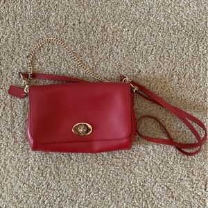 Coach carlee red purse handbag shoulder and crossbody gold